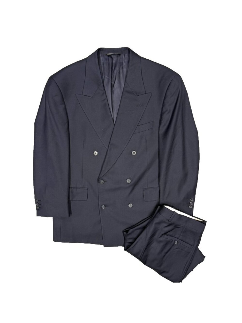 Vintage Coppley Suit Double-Breasted Wool Navy Blue Canada 40S 34x28